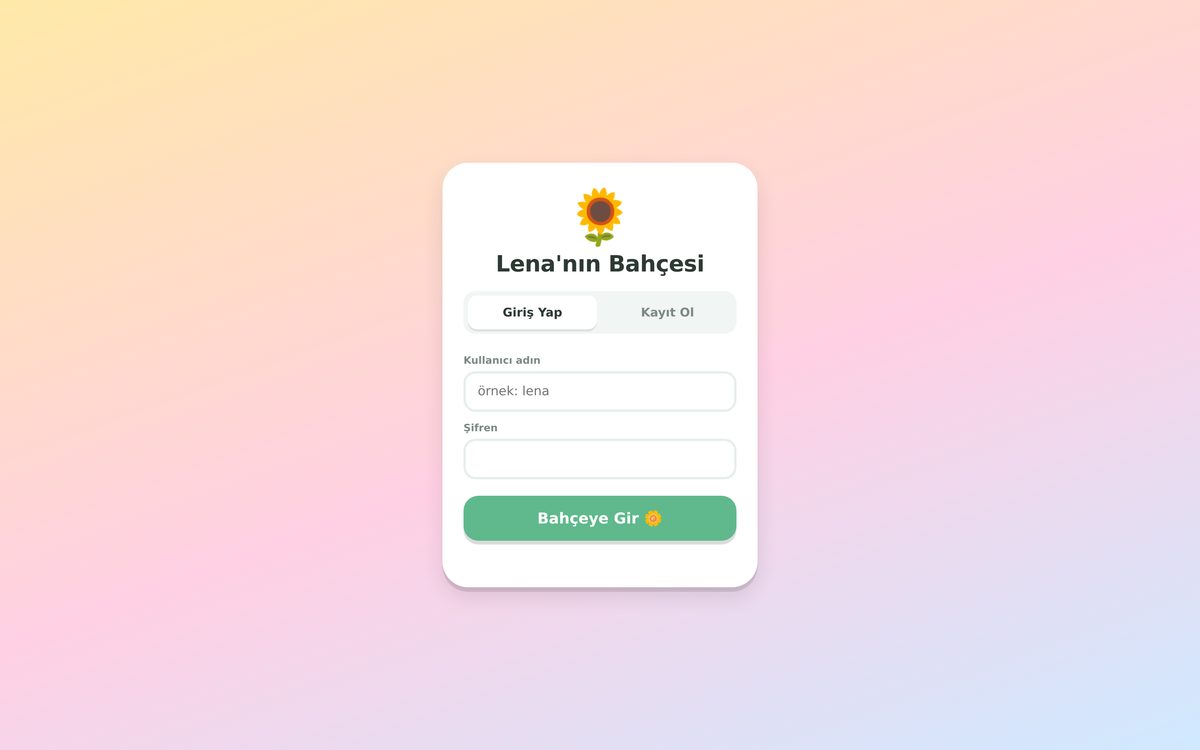 Lena'nın Bahçesi giriş ekranı