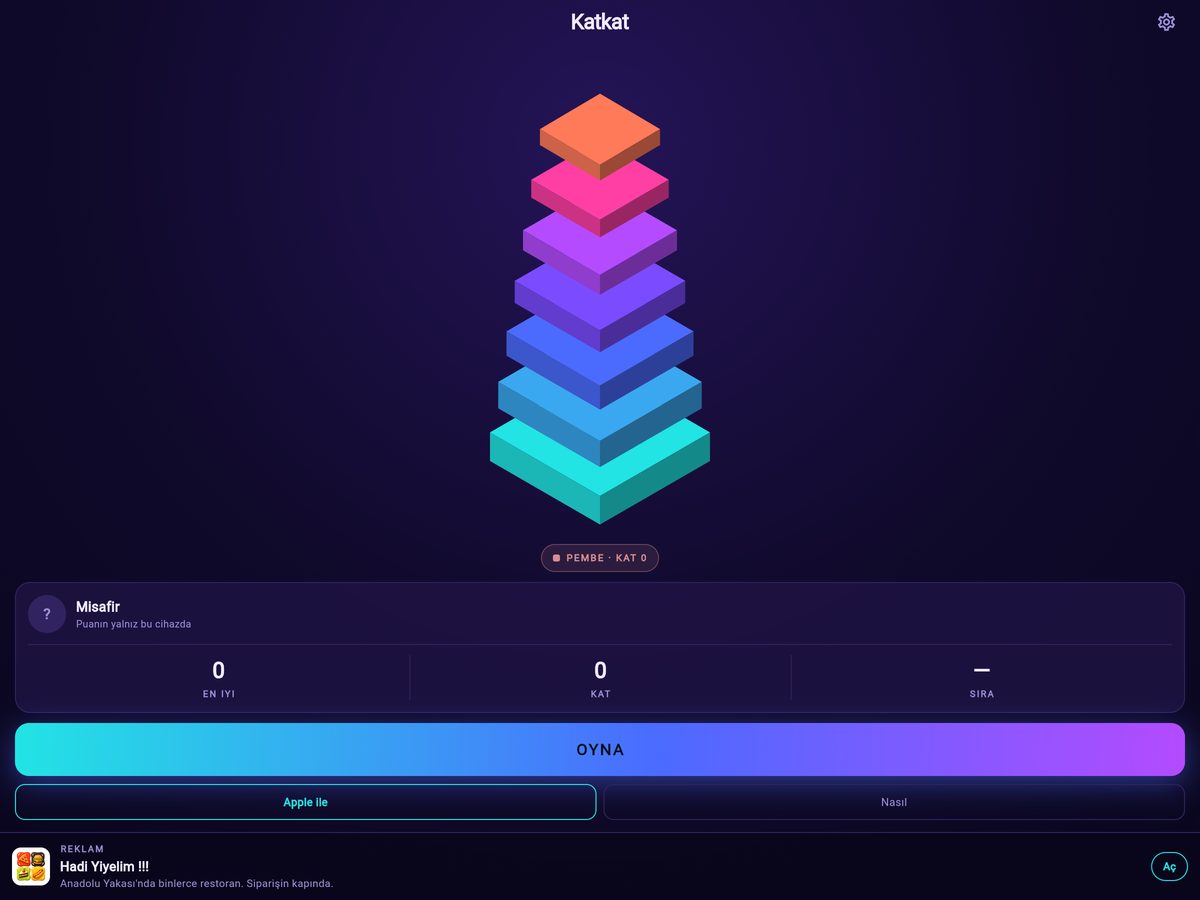 Katkat — izometrik kule istifleme oyunu